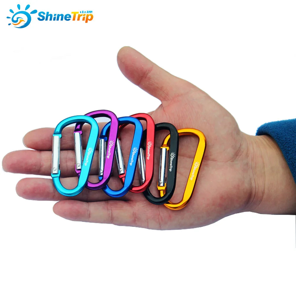 4 pcs ShineTrip Aluminum D Shape Buckle Carabiner Survial Key Chain Carabine Hook