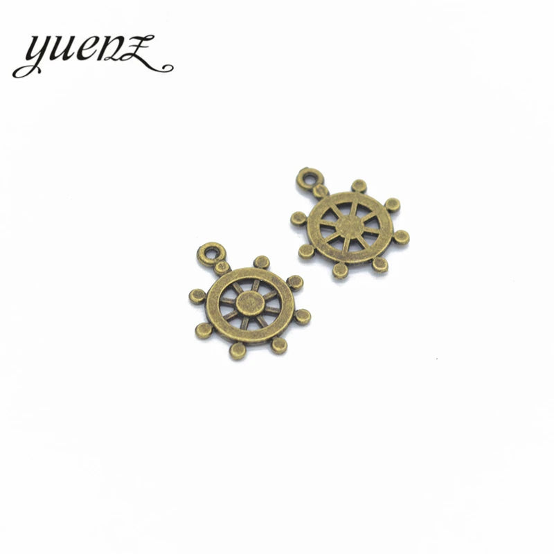 YuenZ 20pcs Antique Silver Plated rudder Charms Metal Pendants for Jewelry Making DIY