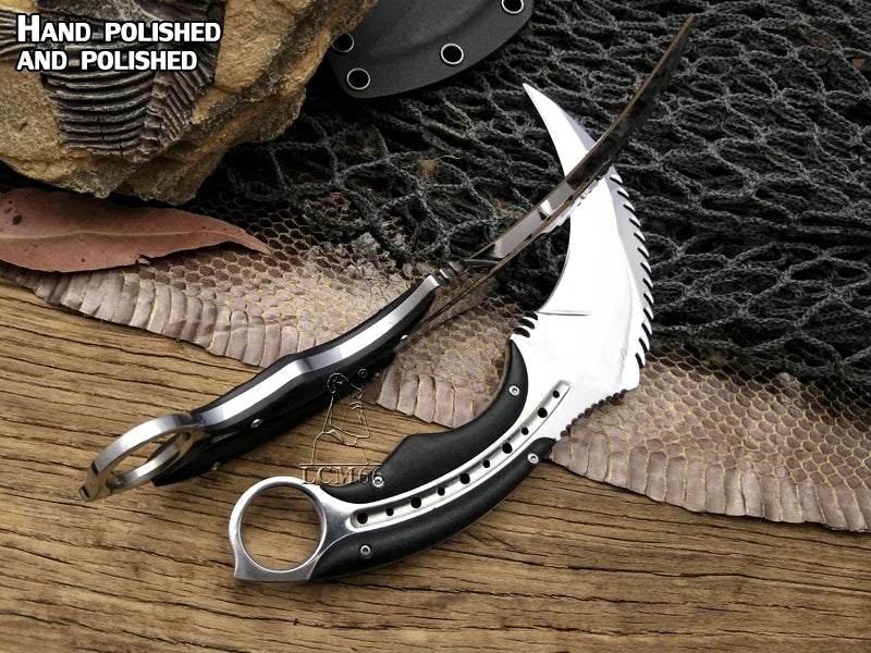 LCM66 Mirror light scorpion claw knife outdoor camping jungle survival battle karambit