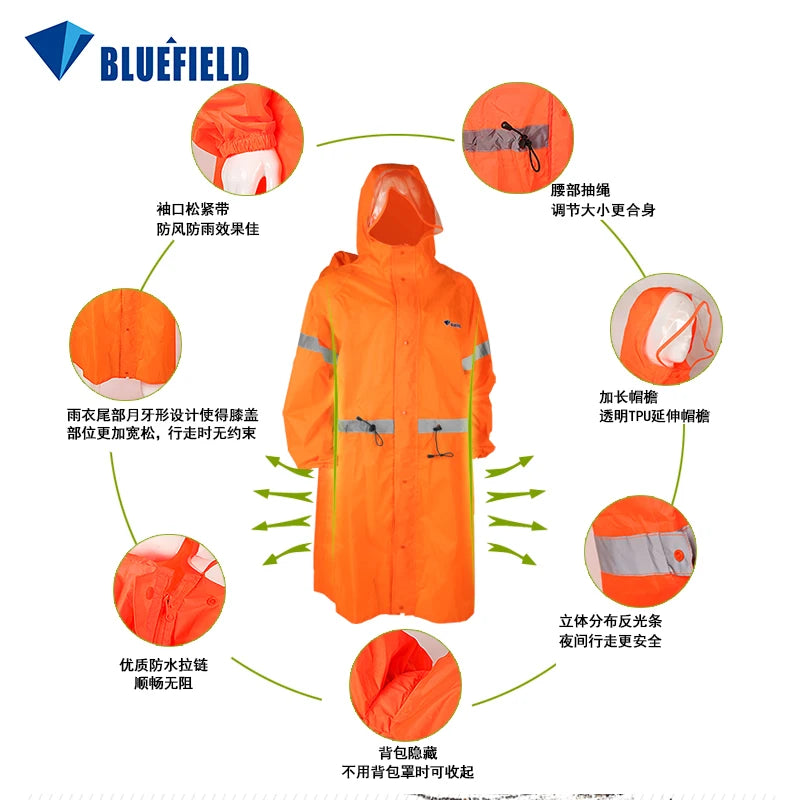 BlueField Outdoor Raincoat Backpack Cover One-piece Raincoat Poncho Rain Cape