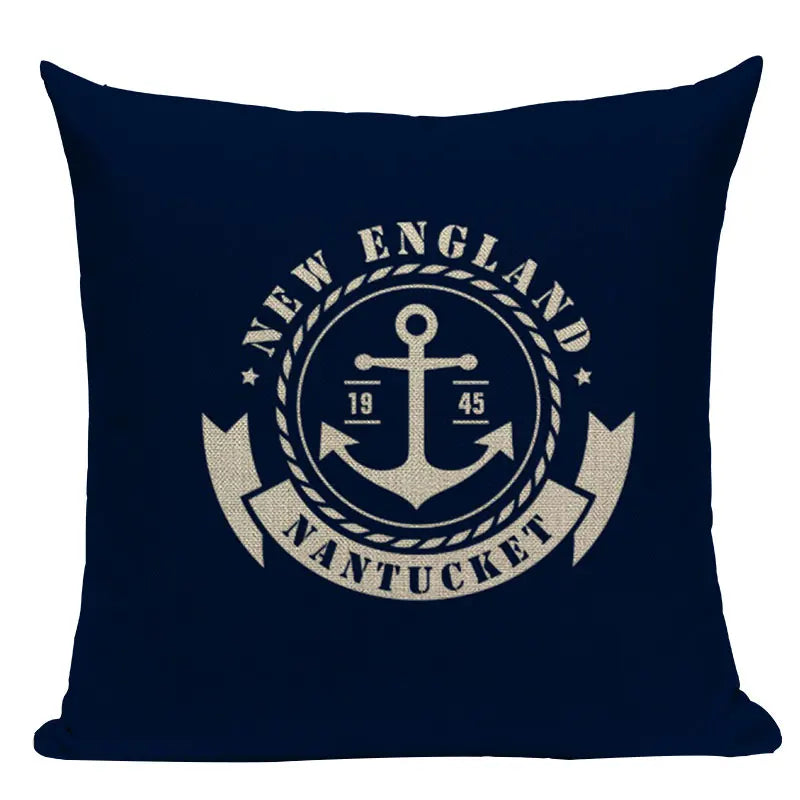 Blue Nautical Throw Pillows Velvet Anchor Sea Style Throw Case Sofa Home Car