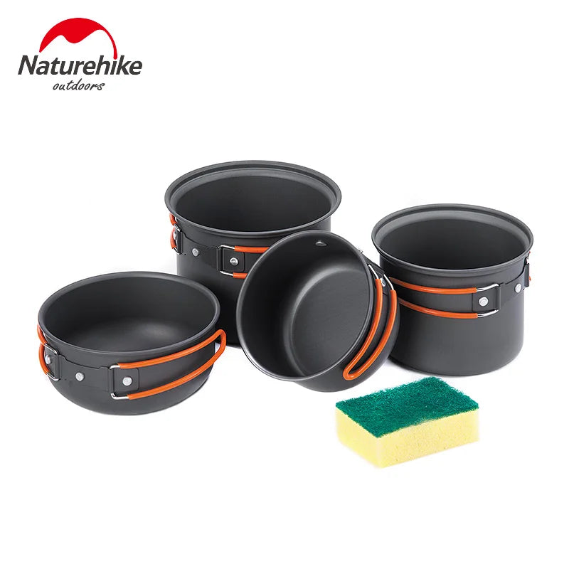 Naturehike Camping Pot Pan Set Aluminium Aolly Portable Outdoor Cookware 2-3 Person