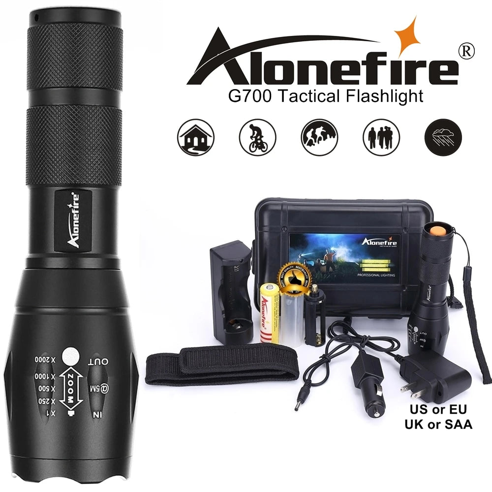 Powerful G700 Flashlight XML T6 L2 led Aluminum Waterproof Zoom Camping Torch