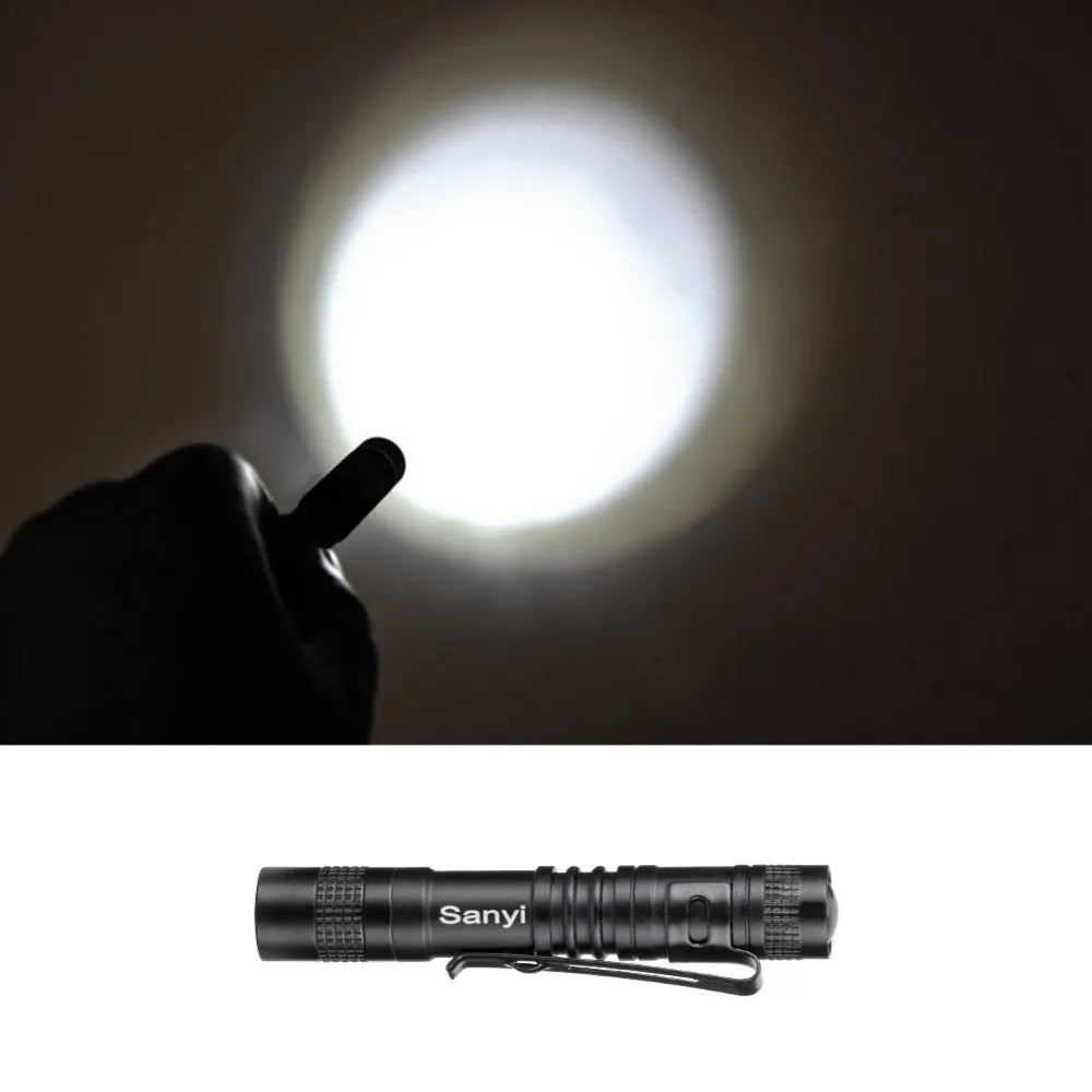 SANYI Waterproof Mini Pocket Penlight XPE-R3 LED Flashlight Torch working inspection