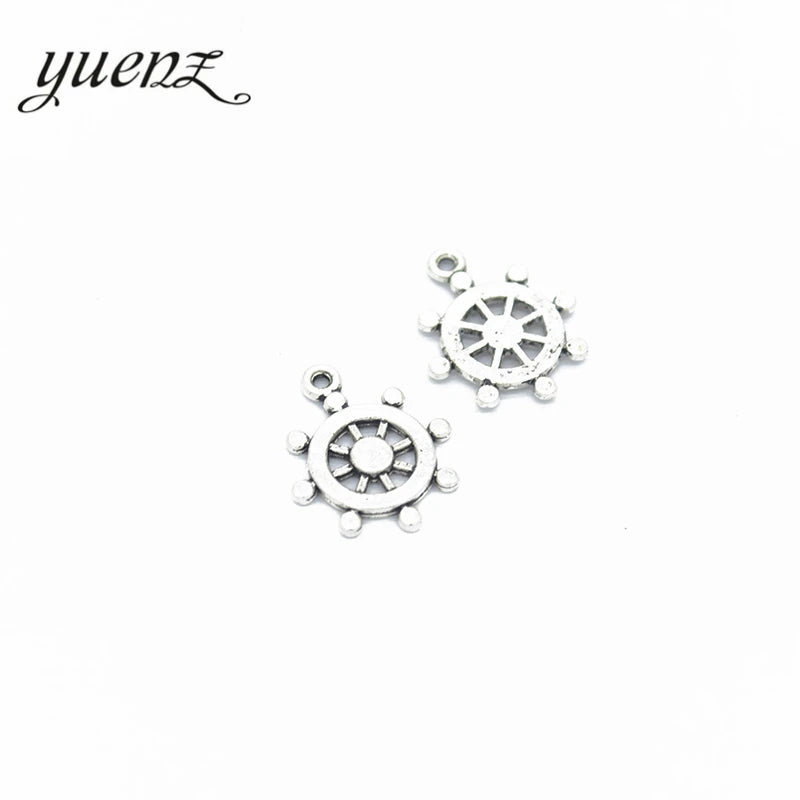 YuenZ 20pcs Antique Silver Plated rudder Charms Metal Pendants for Jewelry Making DIY