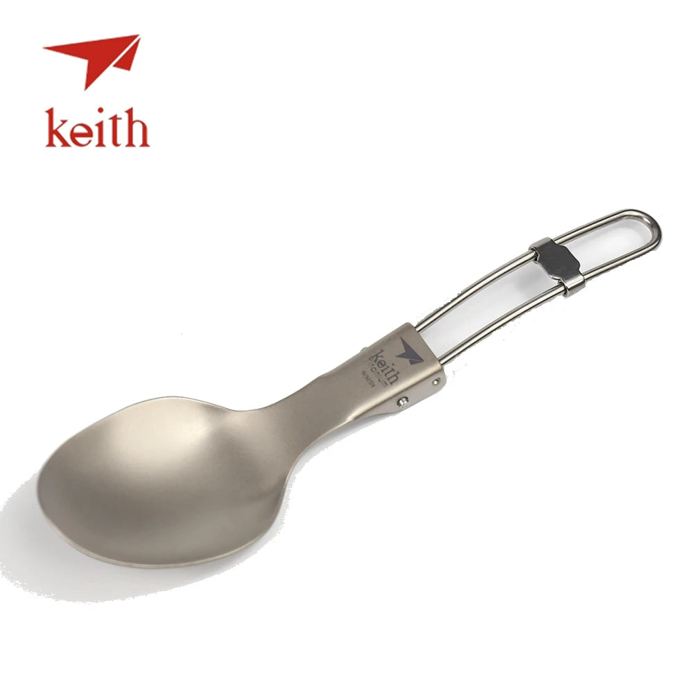 Keith Titanium Folding Spoon Portable Outdoor Camping Cutlery Travel Tableware Picnic