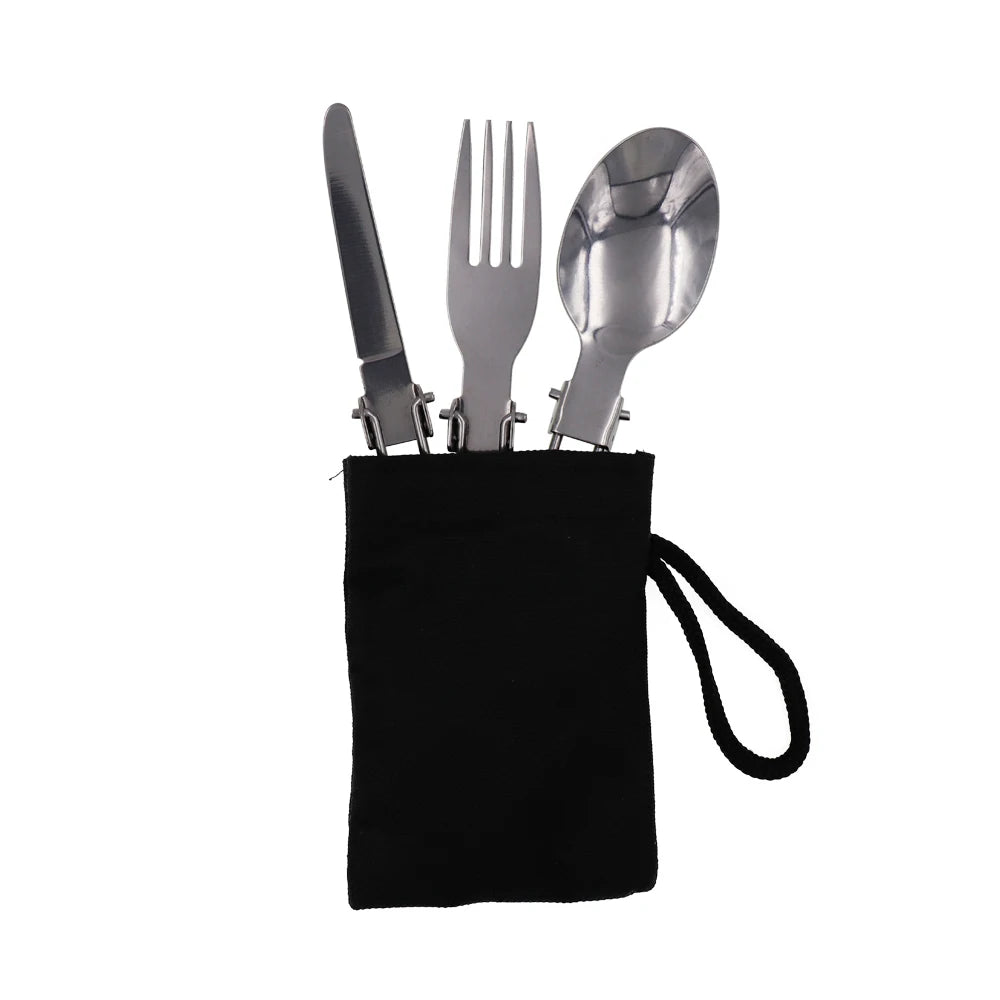 YOUGLE Outdoor Stainless Steel Folded Fork Spoon Knife Picnic Camping  Dinnerware