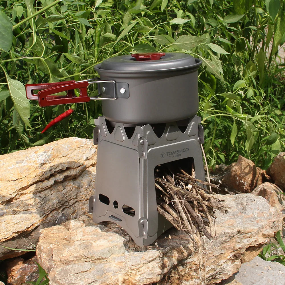 TOMSHOO Lightweight Titanium Wood Stove Backpacking Camping Outdoor Portable Firewood Furnace BBQ Picnic Survival Cooking