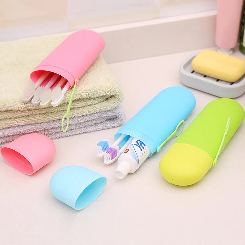 Portable Travel Toothbrush Holder Cover Plastic Storage Cup Hiking Camping Toothpaste