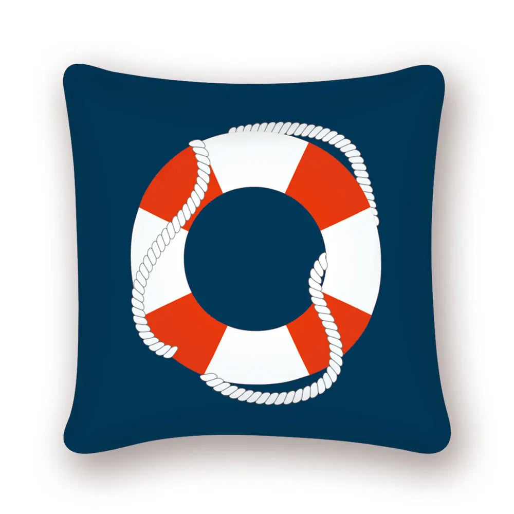 Nautical Pillow Cover Decorative Cushion Covers Navy Anchor Decor Sea Ocean Blue