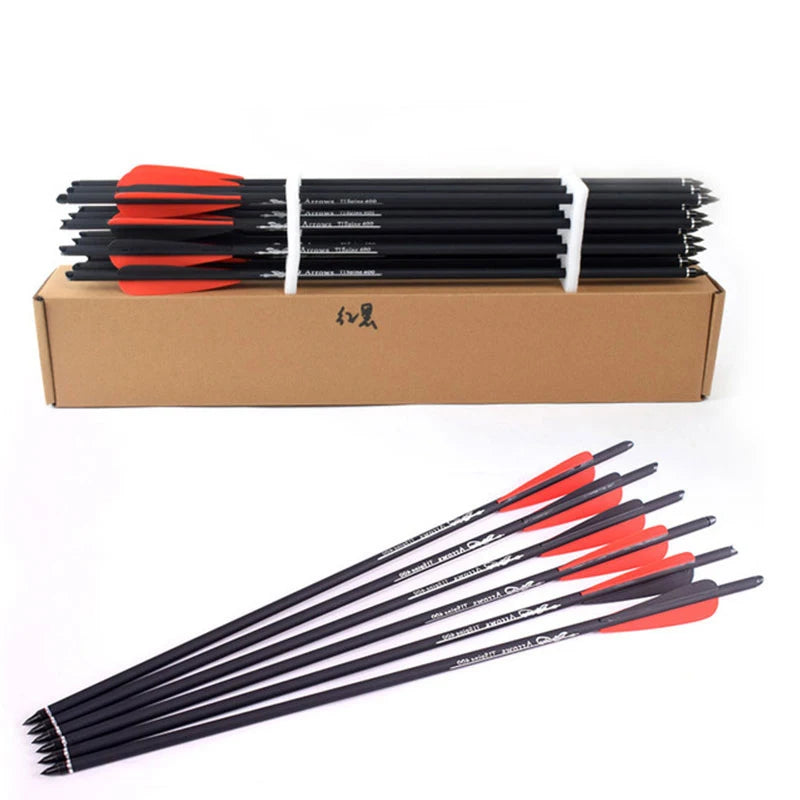 12pcs 16/20 Inches Hunting Archery Bolts Crossbow Carbon Arrow  Spine 400 For crossbow bolts bow Archery OD8.8 Id 7.6mm