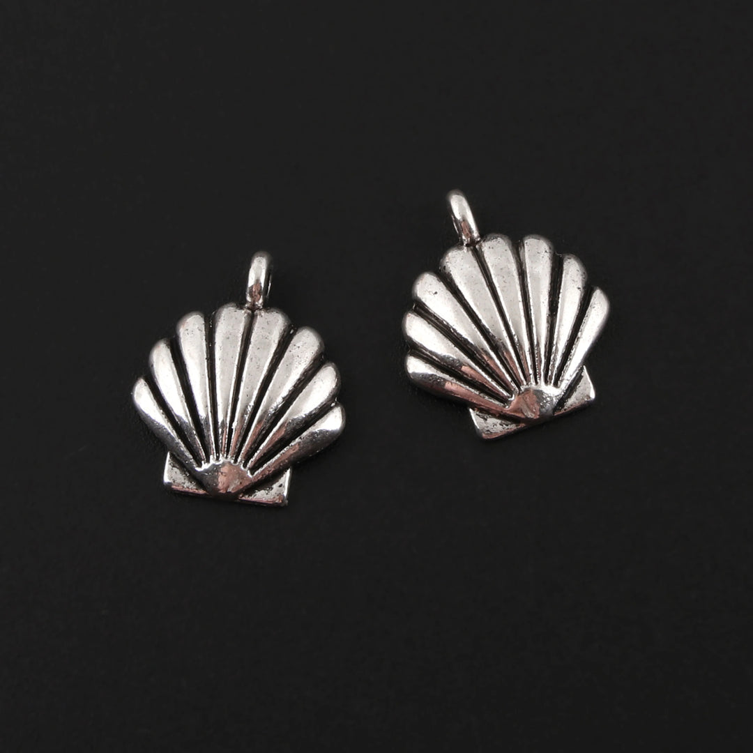 40pcs Silver Color Summer Shell Charms Nautical Beach Pendant Making Jewelry Diy Handmade Accessories 17X14mm A2053