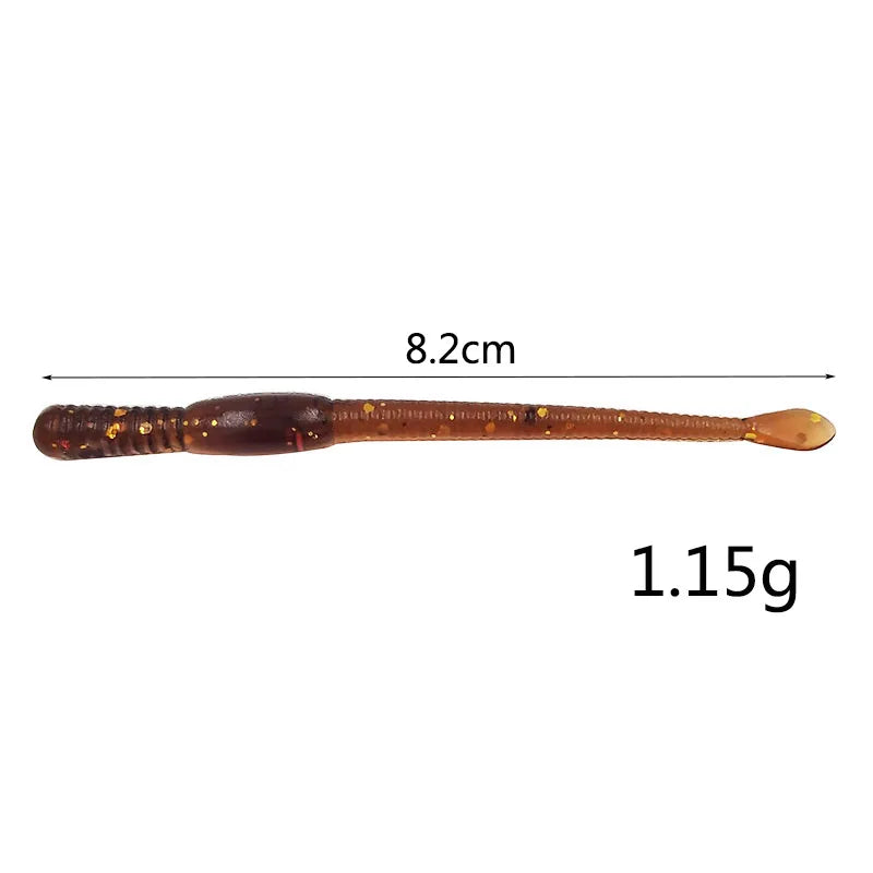 OUTKIT 12pc/lot 82mm/1.1g Earthworm fishing lure soft worm grub artificial Trout soft bait
