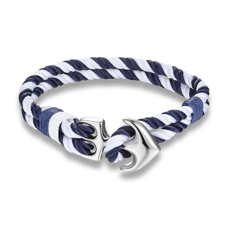 MKENDN High Quality Anchor Bracelets Men Charm Nautical Survival Rope Chain