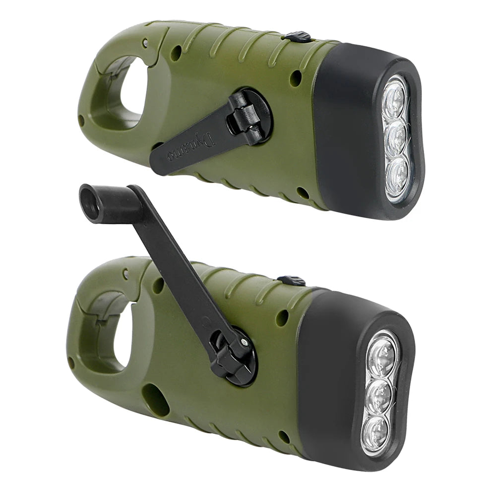 Portable LED Flashlight Hand Crank Dynamo Torch Lantern Professional Solar Power