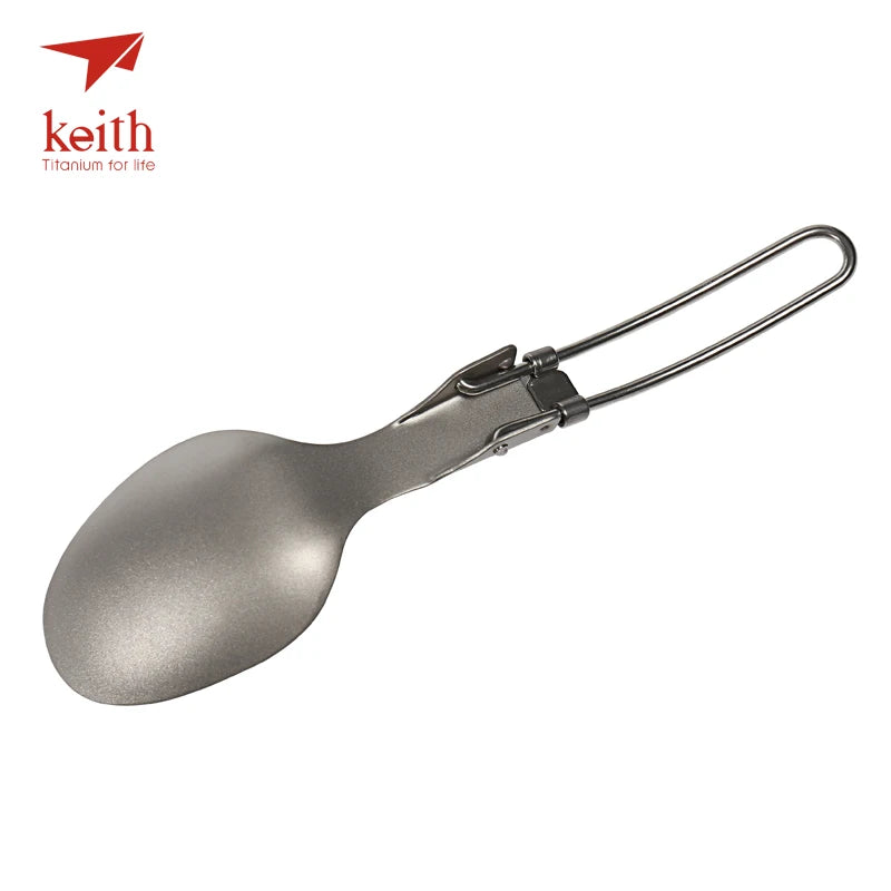 Keith Titanium Folding Spoon Portable Outdoor Camping Cutlery Travel Tableware Picnic