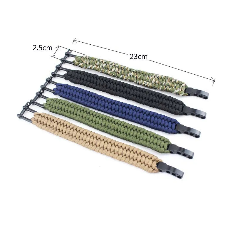 Outdoor Camping Paracord Survival Braided Rope Bracelet Men Black Stainless Steel