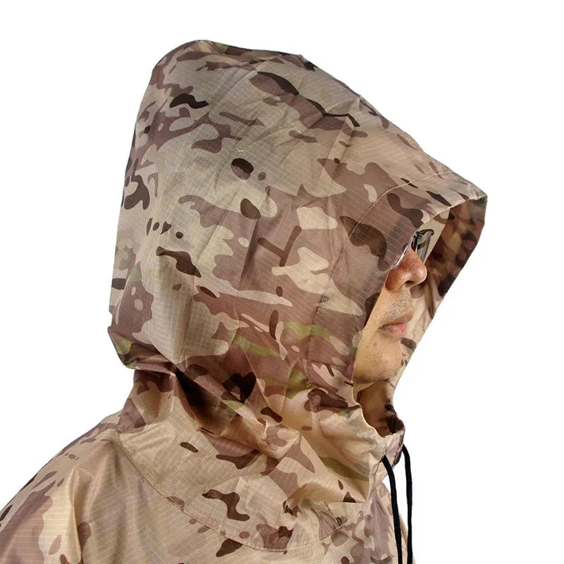 Outdoor Military Breathable Camouflage Poncho Jungle Tactical Raincoat Birdwatching