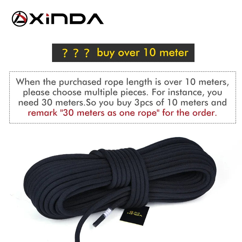 XINDA 12mm Rock Climbing Rope 12mm Static Rope diameter  High Strength Lanyard Safety Climb Camping Equipment Survival