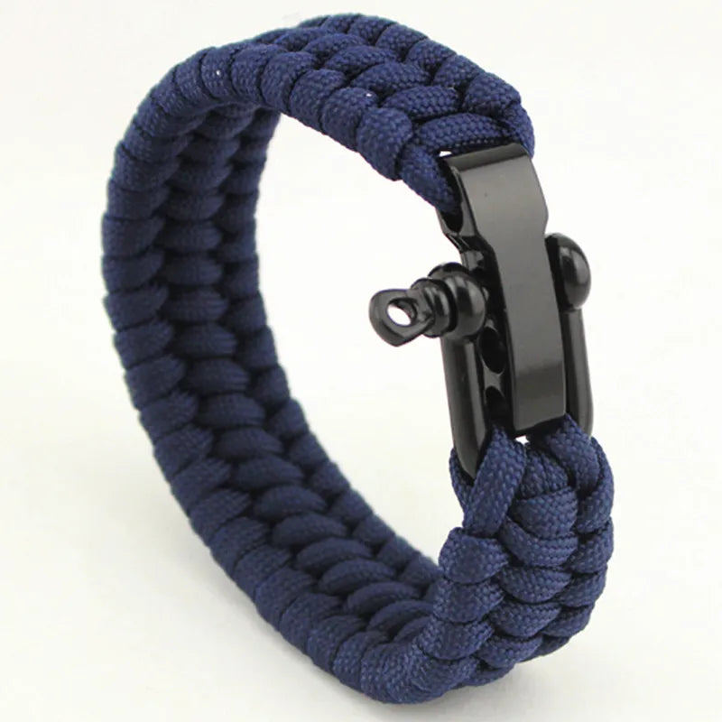 New Arrival Mens Stainless Steel Anchor Shackles Black Leather Bracelet Surf Nautical