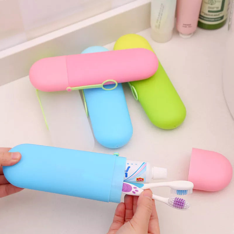 Portable Travel Toothbrush Holder Cover Plastic Storage Cup Hiking Camping Toothpaste