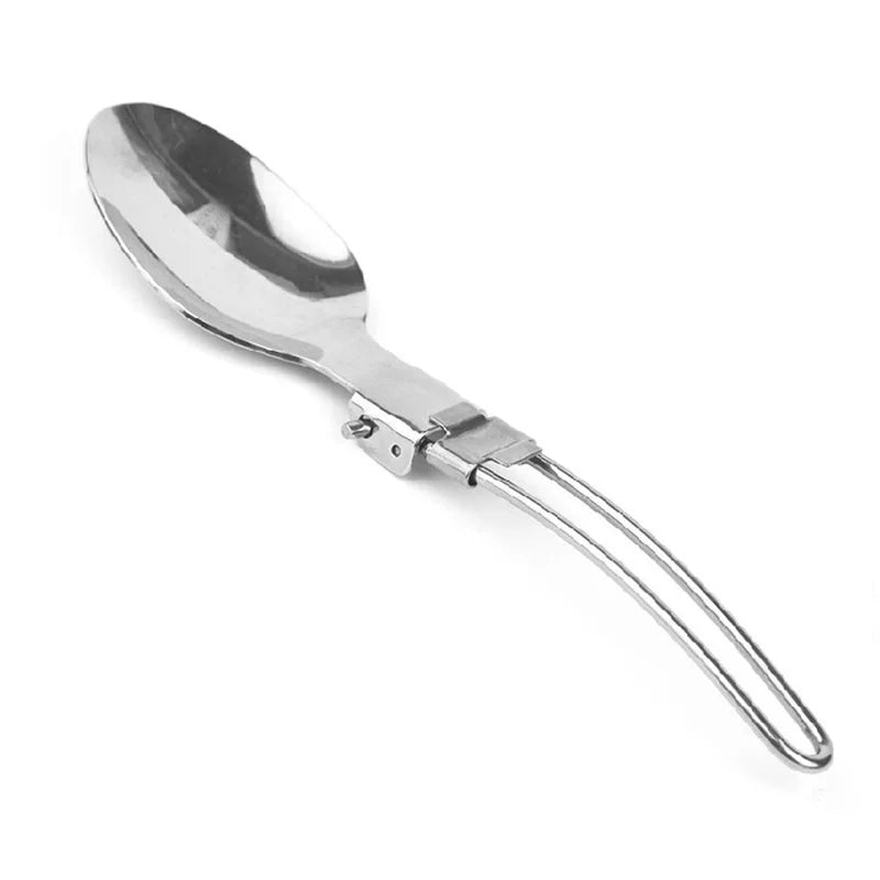 Yofeil Outdoor Camping Picnic Tableware Stainless Steel Portable Folding Spoon Fork