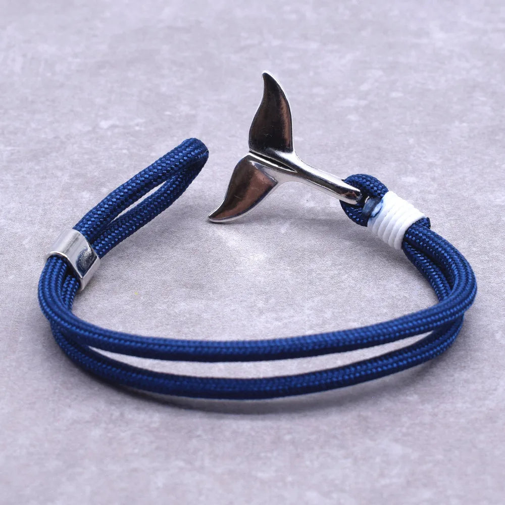 New Arrival Ocean Fashion Jewelry Whale Tail Charm Anchor Bracelet Men Women