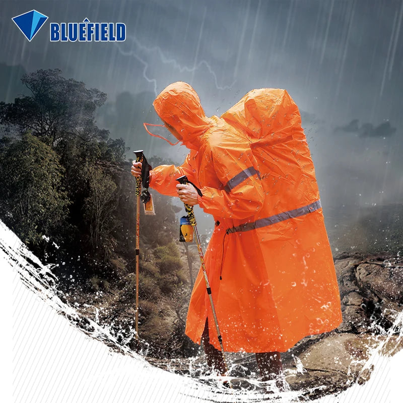 BlueField Outdoor Raincoat Backpack Cover One-piece Raincoat Poncho Rain Cape