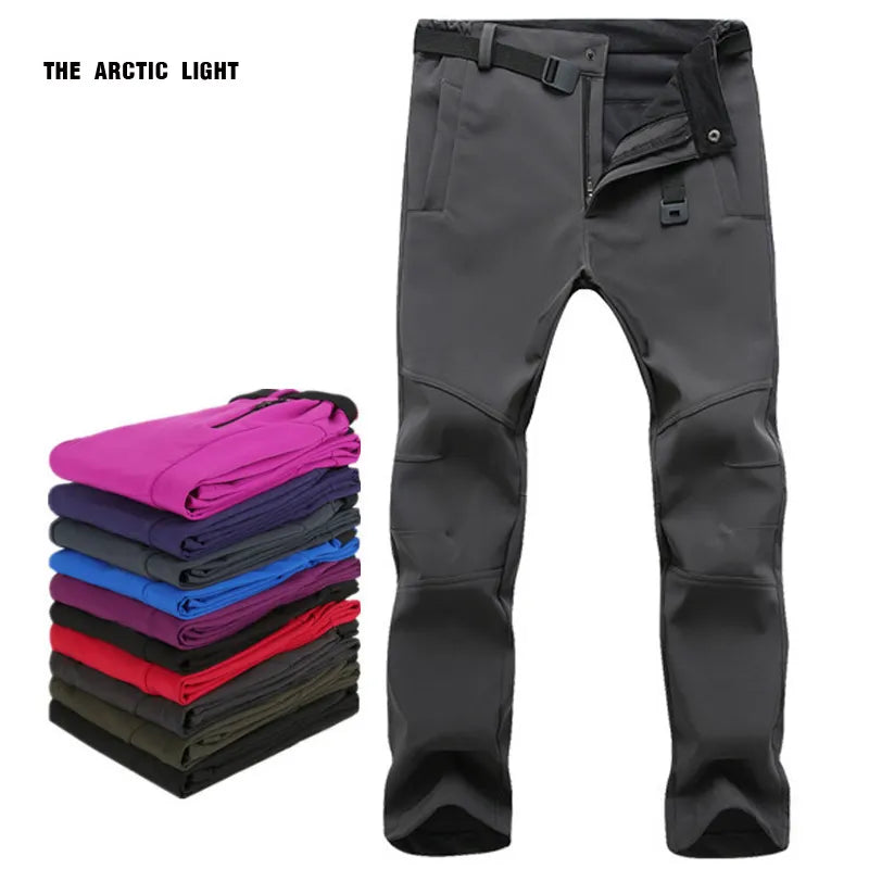 TRVLWEGO Camping Hiking Pants Winter Woman Men Outdoor Warm Soft Shell Waterproof