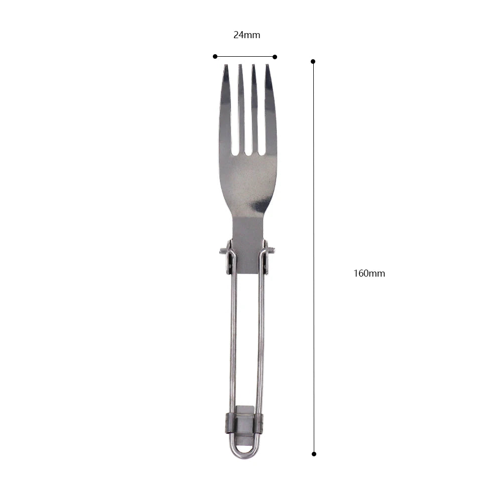 YOUGLE Outdoor Stainless Steel Folded Fork Spoon Knife Picnic Camping  Dinnerware