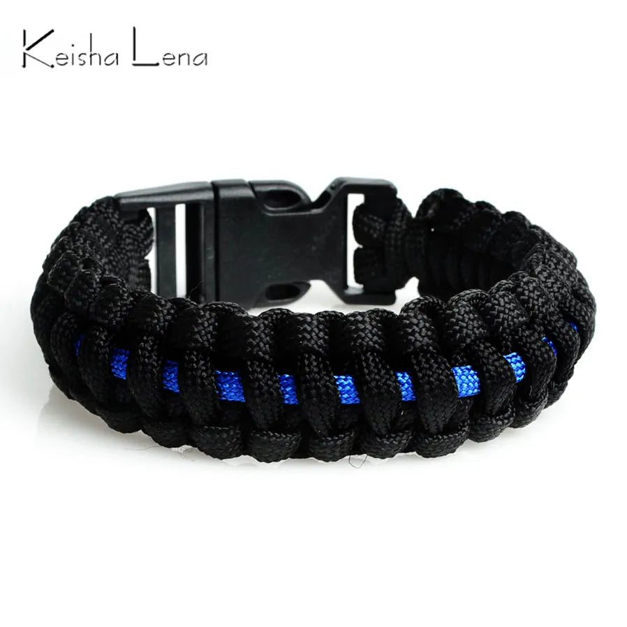 Keisha Lena Outdoor Travel Camping Thin Blue Line Black Braided Cobra Weave Plastic