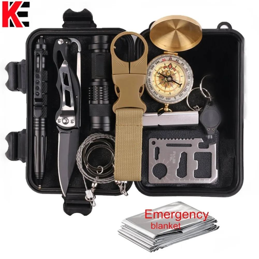 11 In 1 Emergency Survival Gear Multi Tools Kit Set Outdoor Camping Travel Multi-tool First Aid SOS EDC Tactical for Wilderness