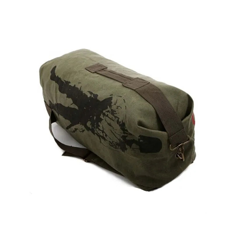 Outdoors Canvas Military Backpack Camping Hiking Rucksack Women Men Bag Bucket