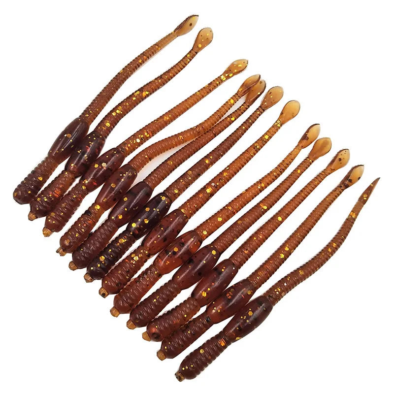 OUTKIT 12pc/lot 82mm/1.1g Earthworm fishing lure soft worm grub artificial Trout soft bait