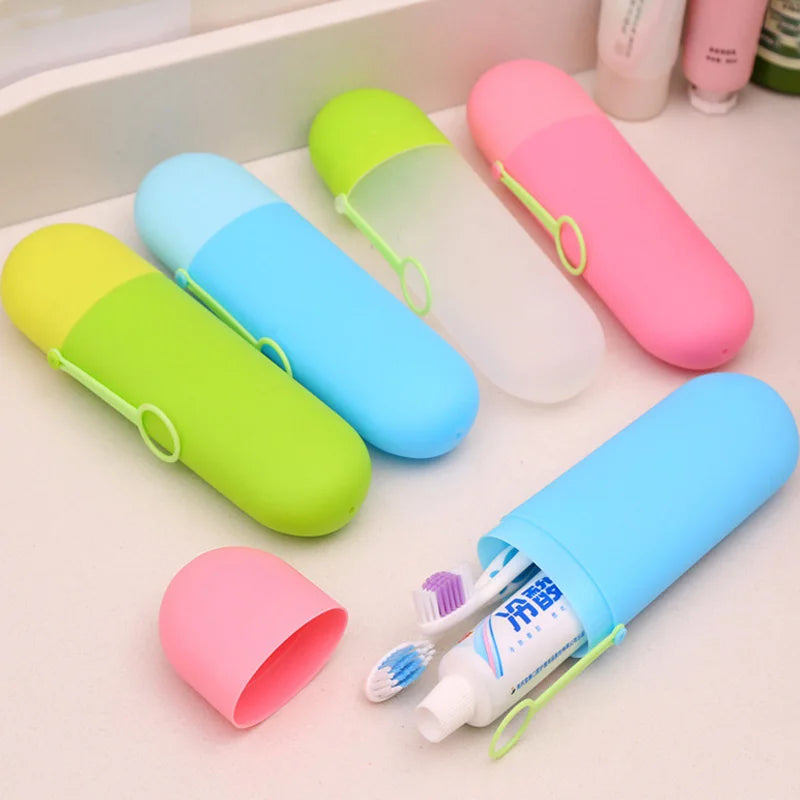 Portable Travel Toothbrush Holder Cover Plastic Storage Cup Hiking Camping Toothpaste