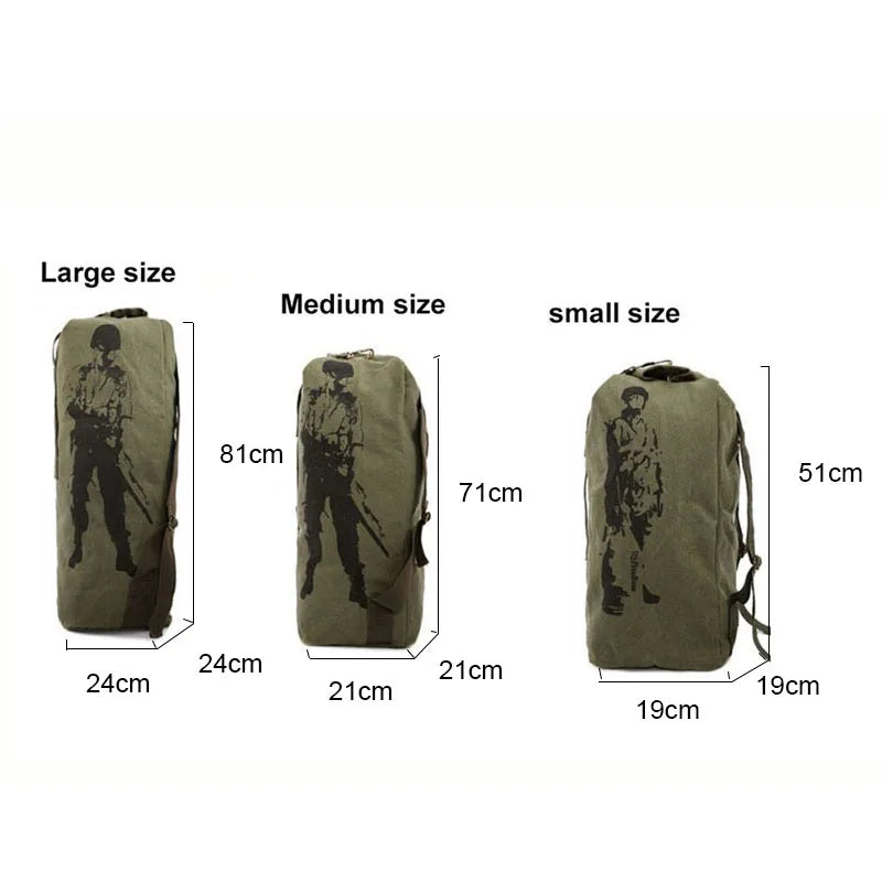 Outdoors Canvas Military Backpack Camping Hiking Rucksack Women Men Bag Bucket