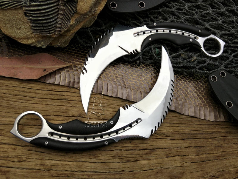 LCM66 Mirror light scorpion claw knife outdoor camping jungle survival battle karambit