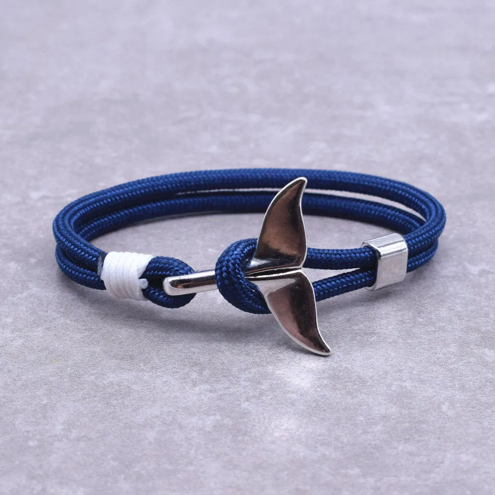 New Arrival Ocean Fashion Jewelry Whale Tail Charm Anchor Bracelet Men Women