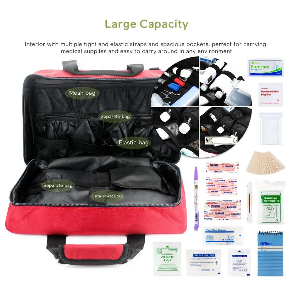 Empty First Aid Bag Cars Medical Bag First Aid Emergency Survival Kit For Camping Travel Bag Large Size (39x16x26cm)