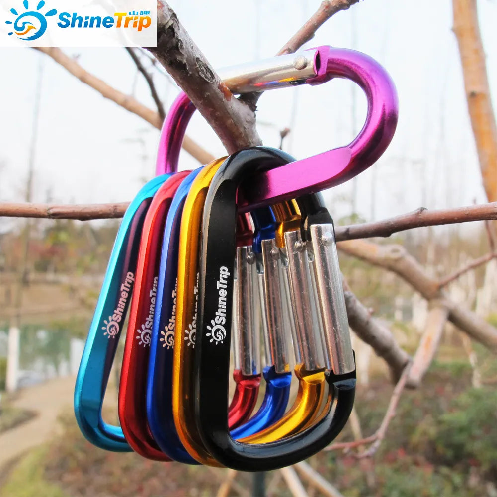 4 pcs ShineTrip Aluminum D Shape Buckle Carabiner Survial Key Chain Carabine Hook