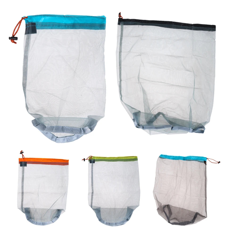 Portable Travel Camping Sports Ultralight Mesh Storage Bag Stuff Sack Drawstring