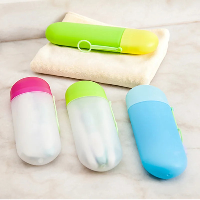 Portable Travel Toothbrush Holder Cover Plastic Storage Cup Hiking Camping Toothpaste