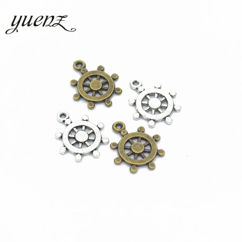 YuenZ 20pcs Antique Silver Plated rudder Charms Metal Pendants for Jewelry Making DIY