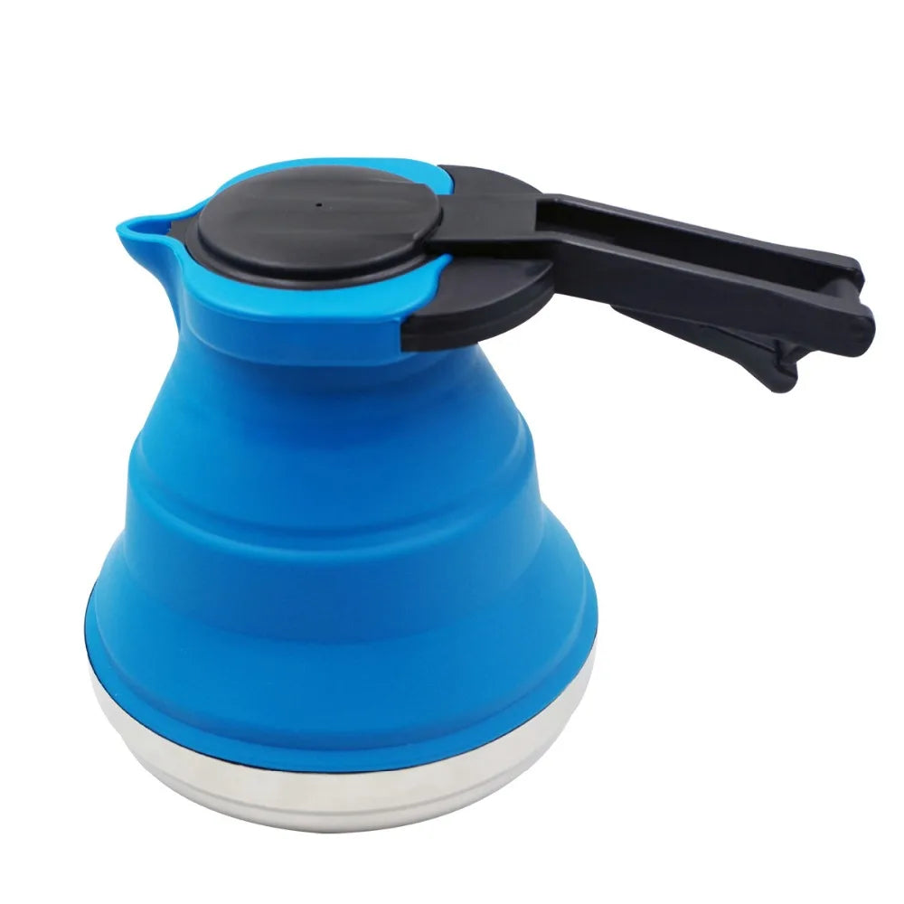 Outdoor Folding Silicone Water Kettle 1.2L Tea Boiler Portable Camping Kitchen Supplies