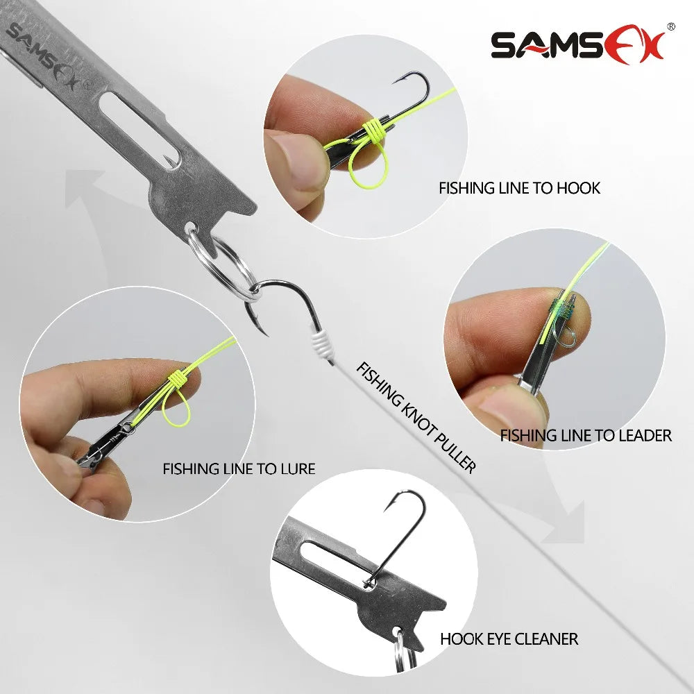 SAMSFX Quick Knot Tying Tool Loop Tyer Hook Remover w/ Zinger Retractors Fly Fishing