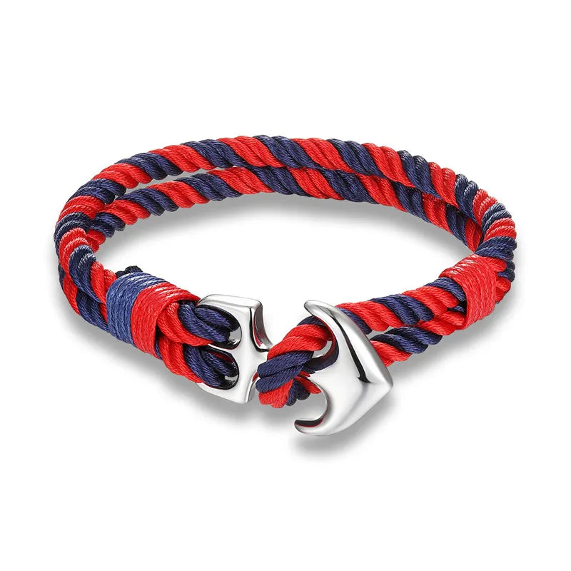 MKENDN High Quality Anchor Bracelets Men Charm Nautical Survival Rope Chain