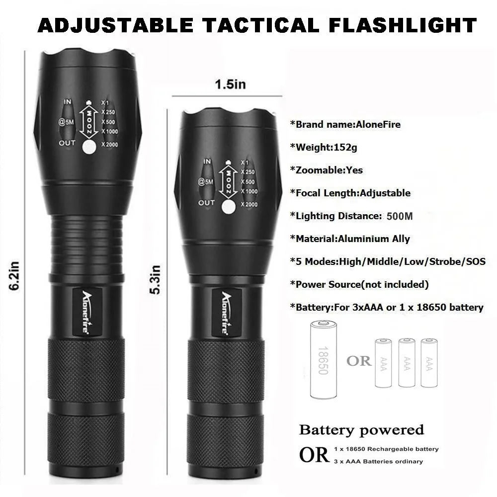 Powerful G700 Flashlight XML T6 L2 led Aluminum Waterproof Zoom Camping Torch