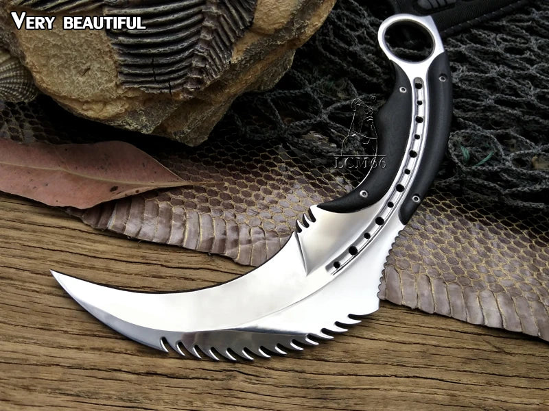 LCM66 Mirror light scorpion claw knife outdoor camping jungle survival battle karambit