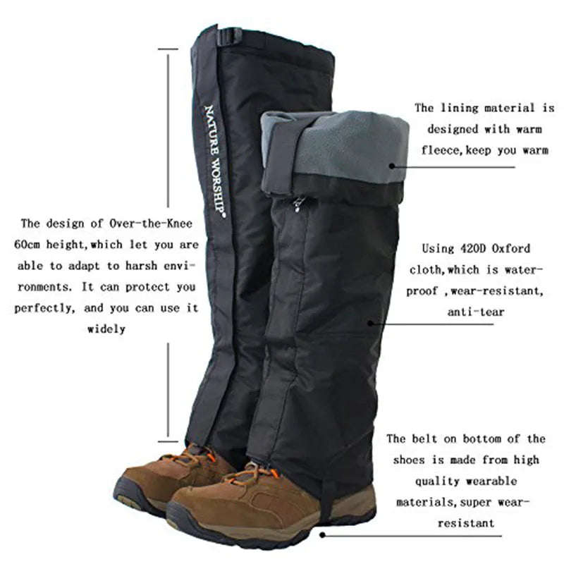 1 Pair Outdoors Sports Gaiters Thickened warm fleece Unisex Waterproof Gaiters Camping