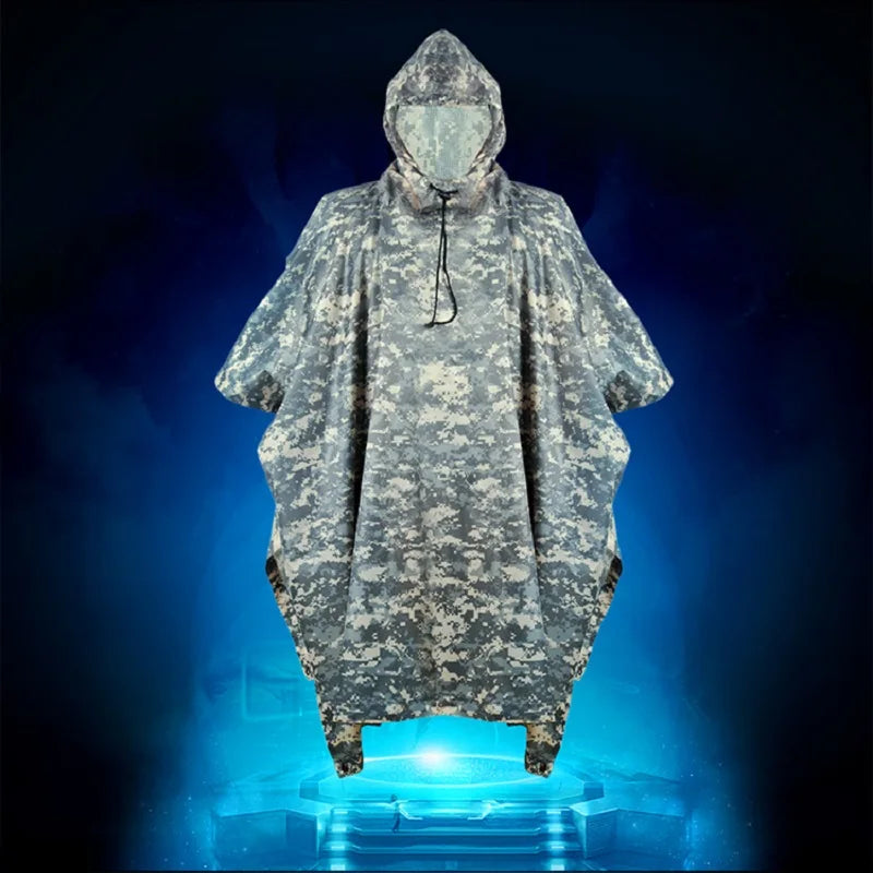 Outdoor Military Breathable Camouflage Poncho Jungle Tactical Raincoat Birdwatching